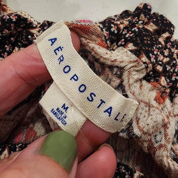 Aeropostale Black Cream MINI Off The Shoulders Sundress Women's Medium M EUC - Picture 14 of 16